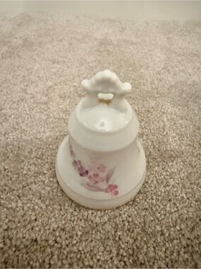 Craft White Ceramic Bell with Pink and Purple Floral Motif